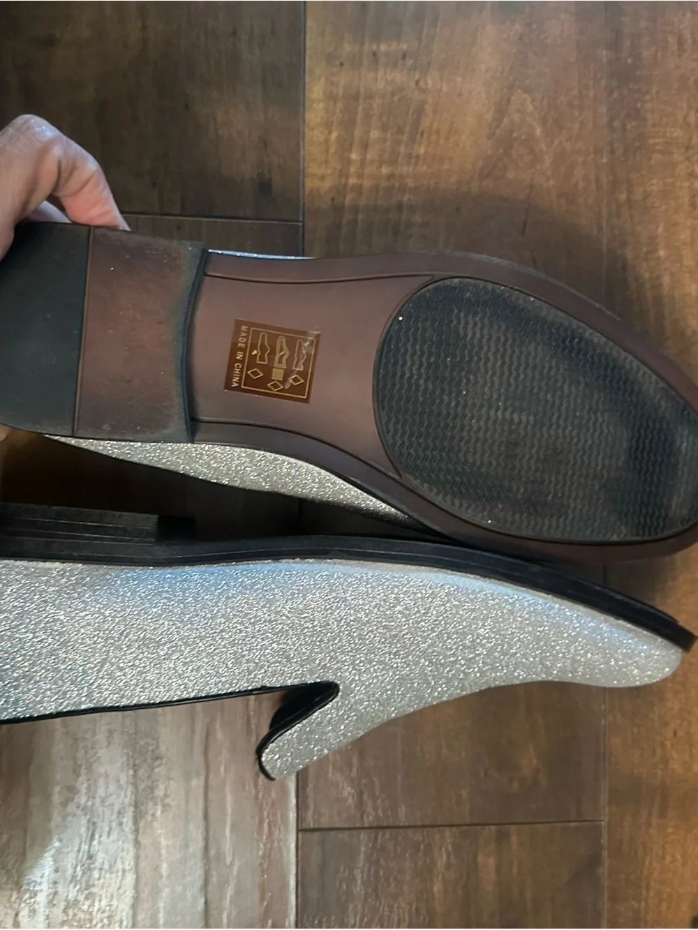 Amalfi Men's Silver Glitter Slip-On Loafers